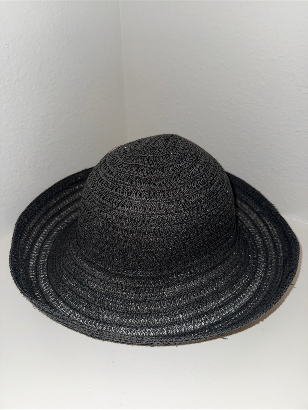 betmar Black Woven Sun Hat with Brim